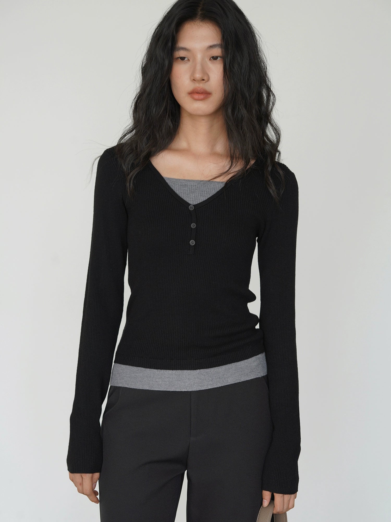 EIGHTHMONTH Fake Two-piece Slim-fit Knitted Sweater