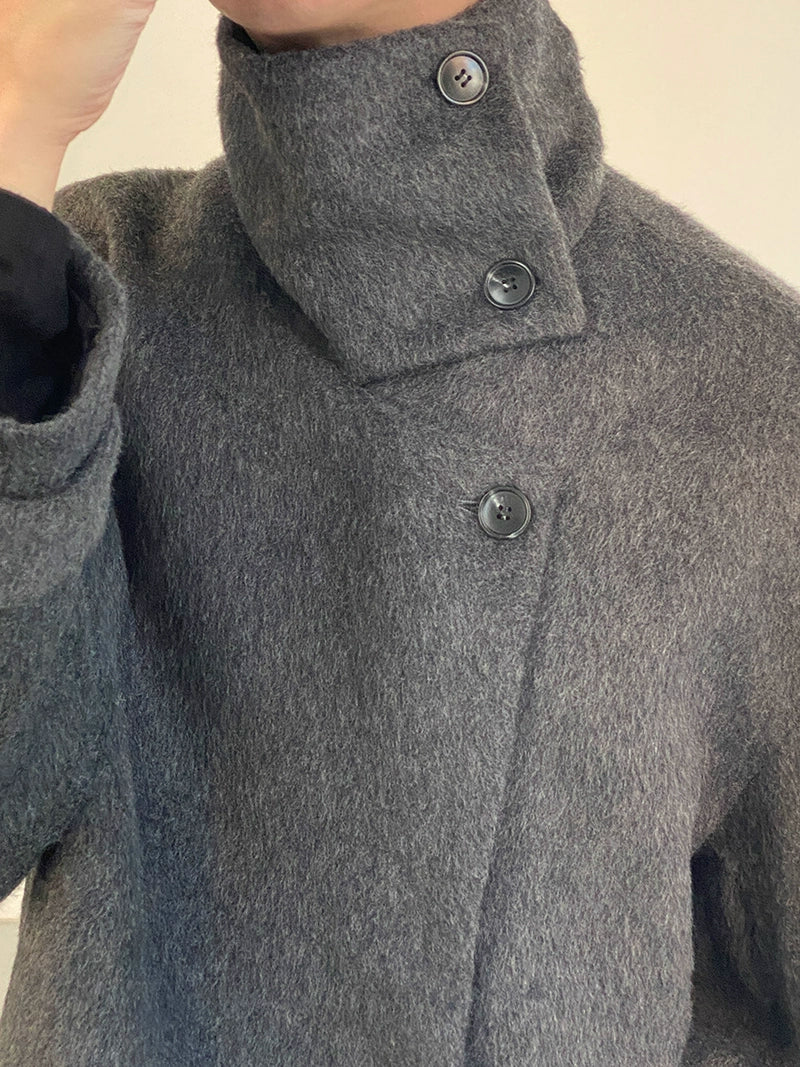COLN Short Stand-up Collar Woolen Coat