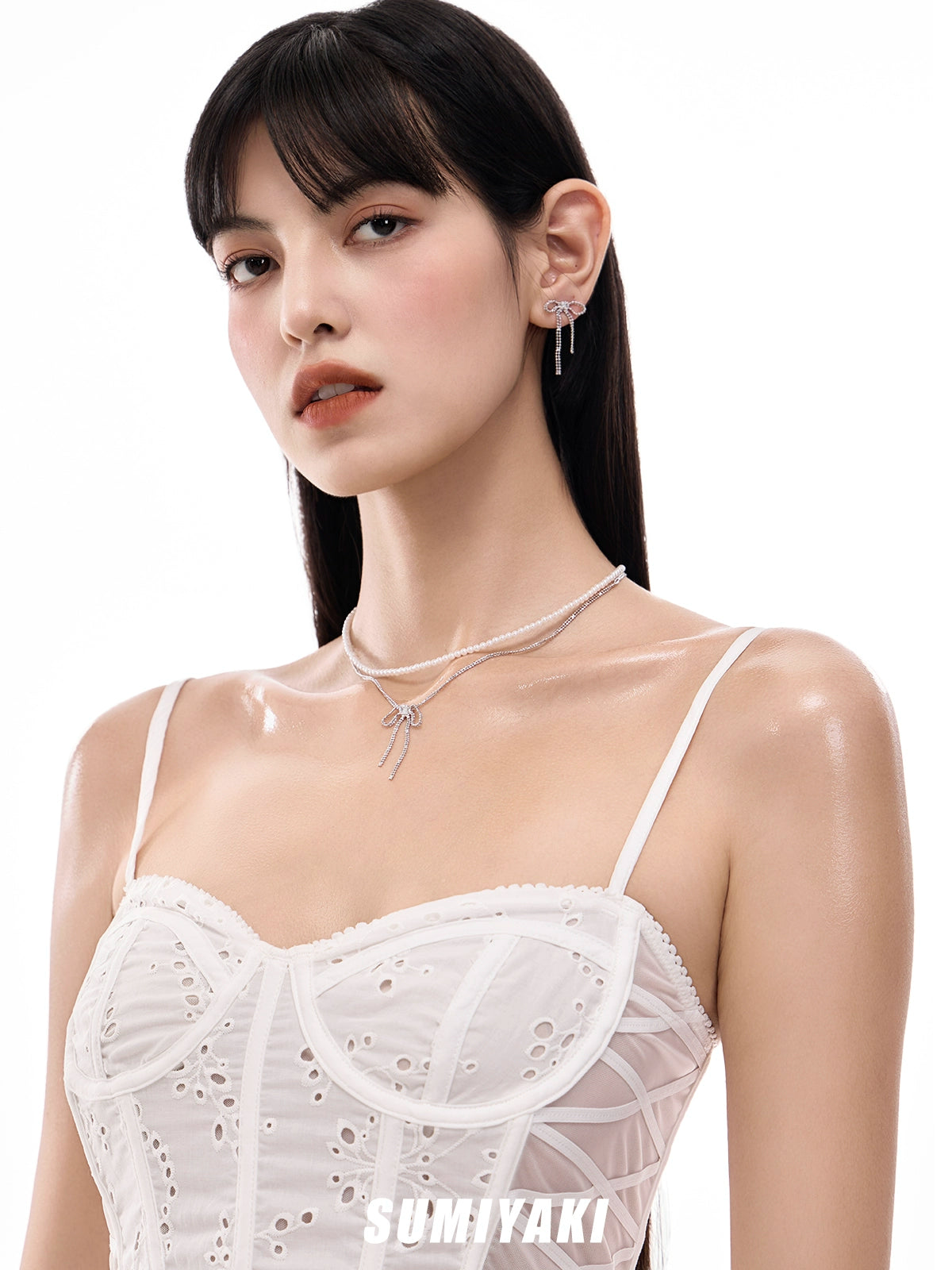 SUMIYAKI Double Bow Pearl Necklace