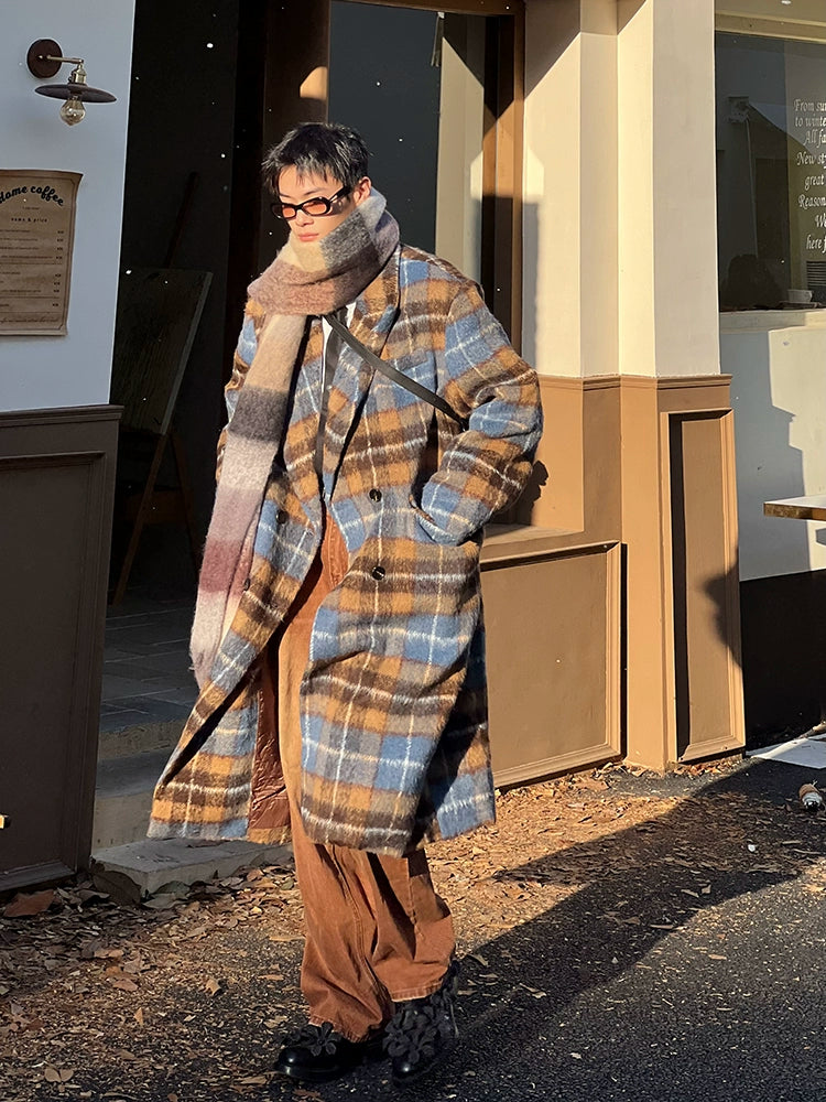 EAHO Korean Rainbow Plaid Contrasting Scarf