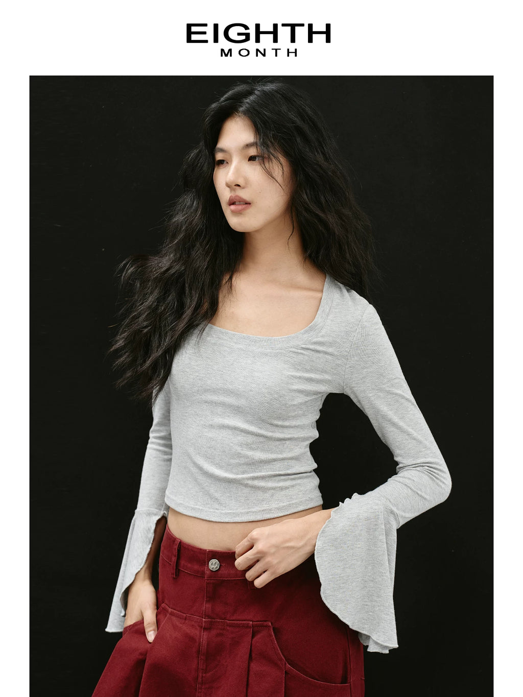 EIGHTHMONTH Skin-friendly and Breathable Square Collar Short Long Sleeves