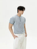 TURNTIDE Front Shoulder Striped Contrasting Knitted Tee