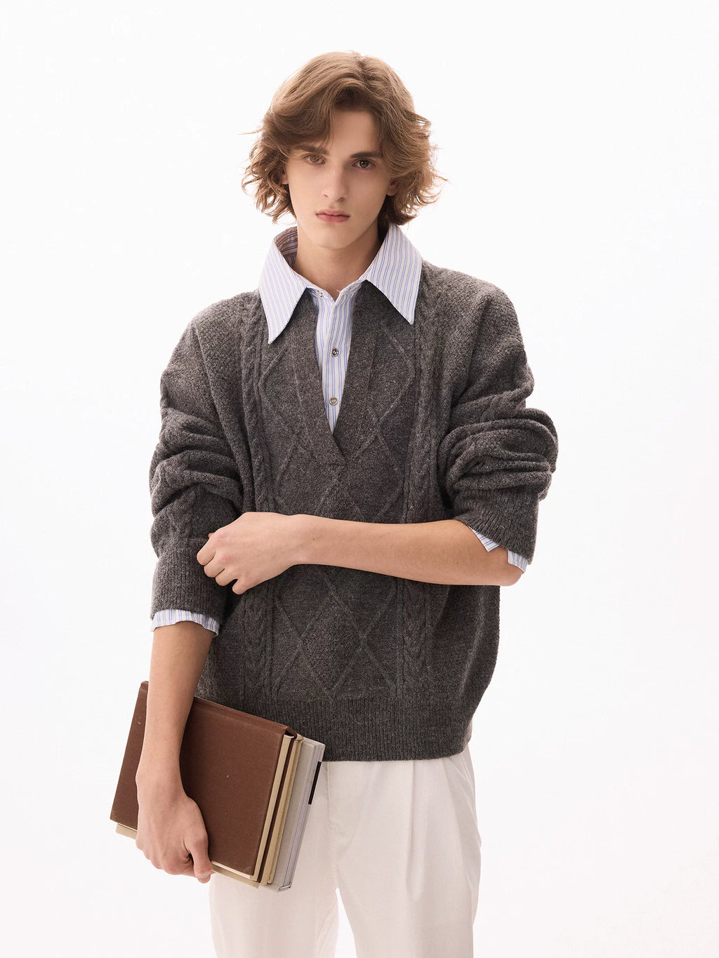 CHOR Premium Sense Twisted Fake Two-piece Casual Sweater