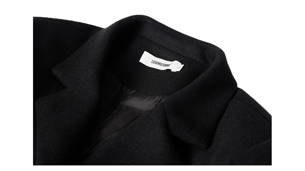 LOUMUTAKU Metal Window Button Woolen Coat Jacket