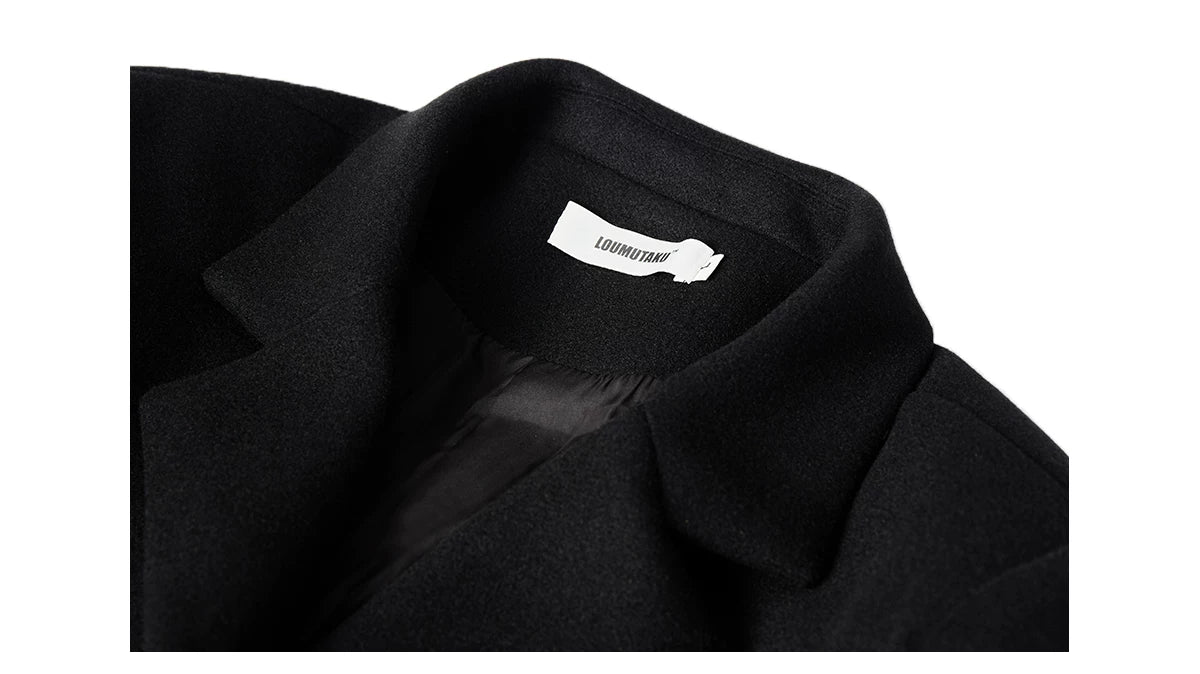 LOUMUTAKU Metal Window Button Woolen Coat Jacket
