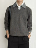 Stay The Night Fake Two V-Neck Sweaters
