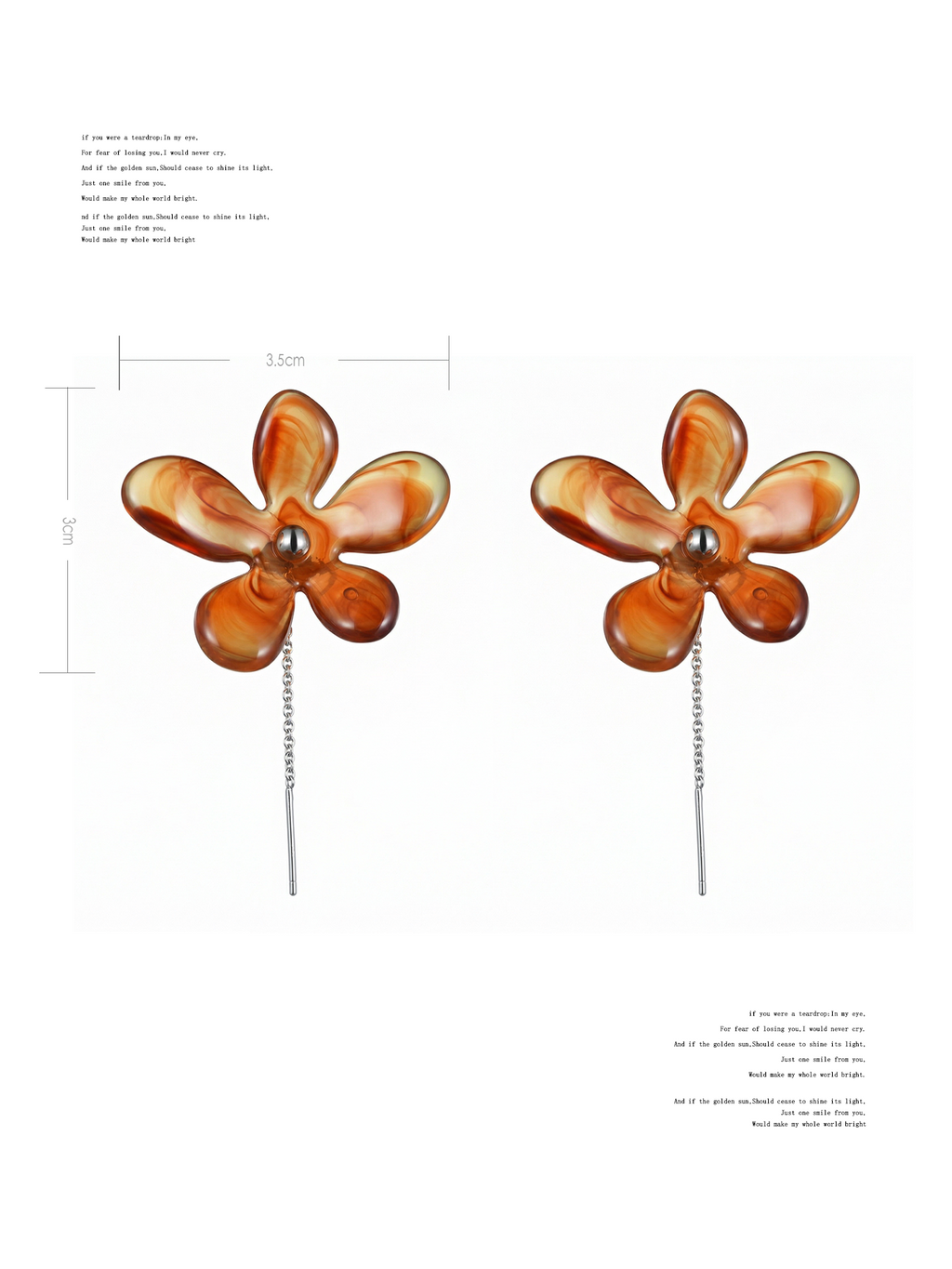 NO SOLUTION Amber Magnolia Smudge Earrings