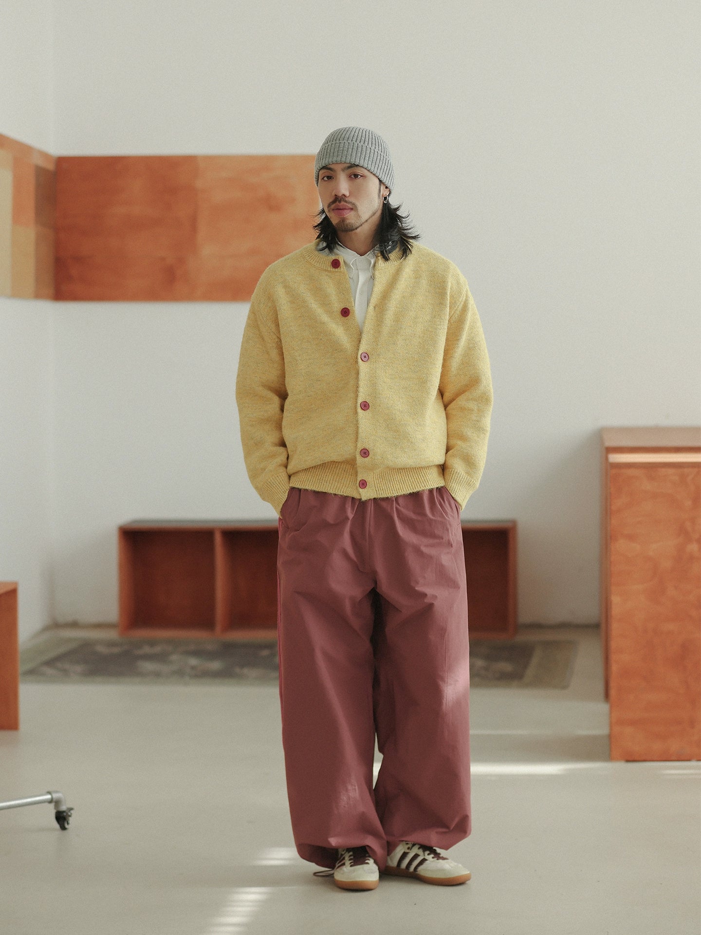 NOEARS Vintage Loose Crew Neck Knitted Cardigan