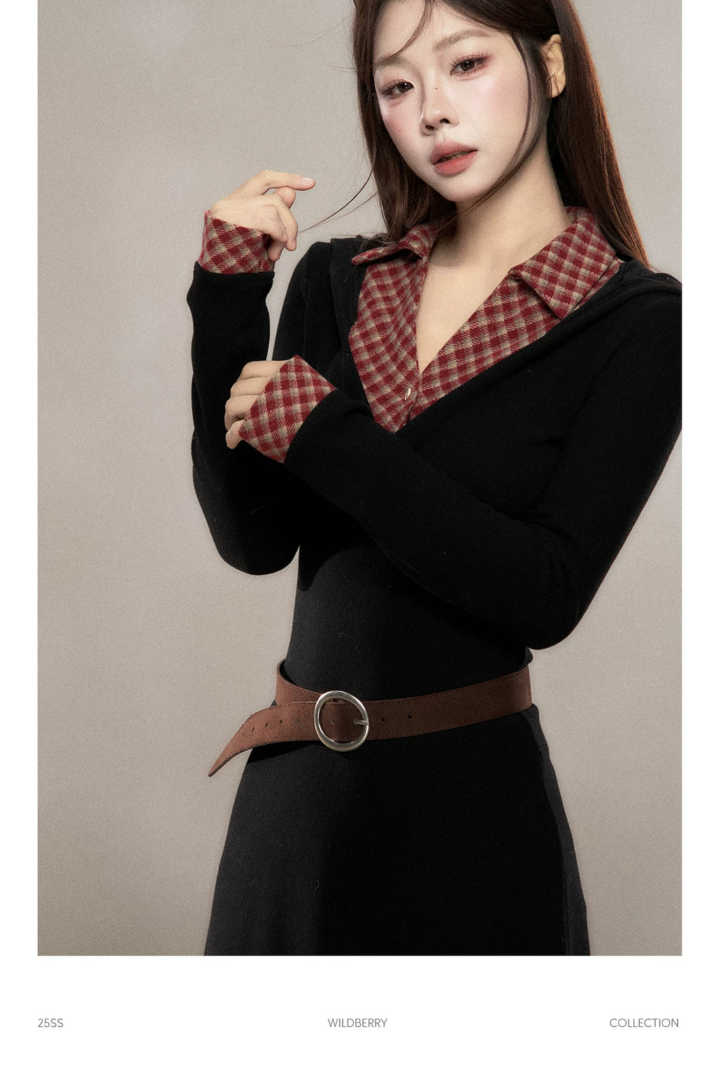 Wildberry Korean College Style Long Sleeve Dress