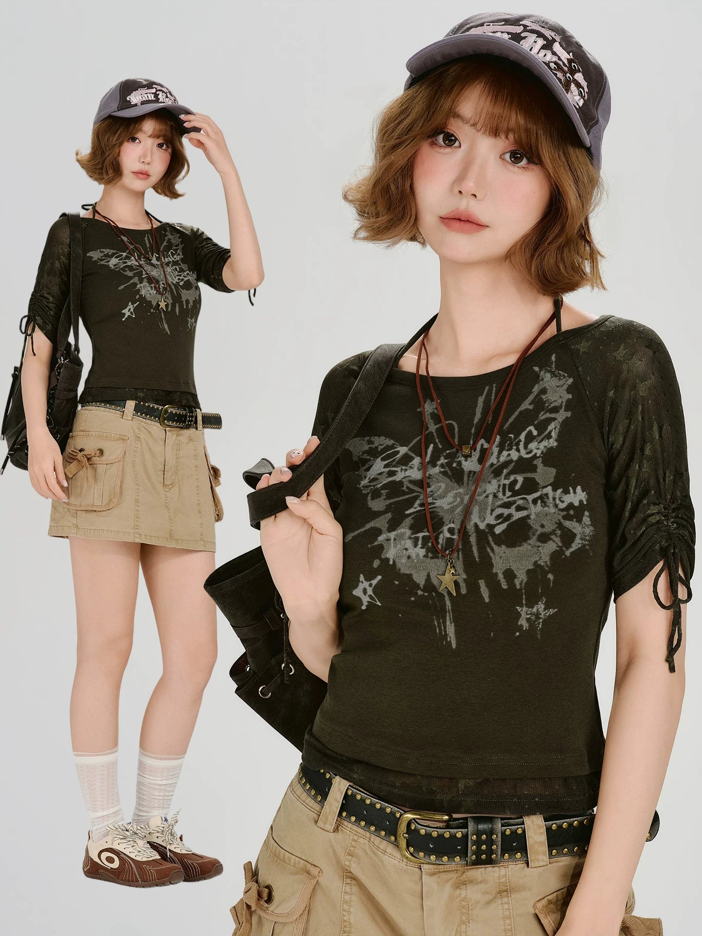 Girlyhalo Vintage Splicing Slim Tee