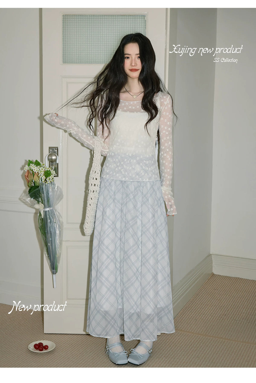 XUJING High-waisted and Thin Plaid Skirt