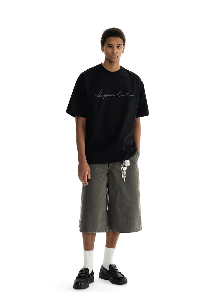 Loopsoon Loose Trend Printed Letter Logo Tee