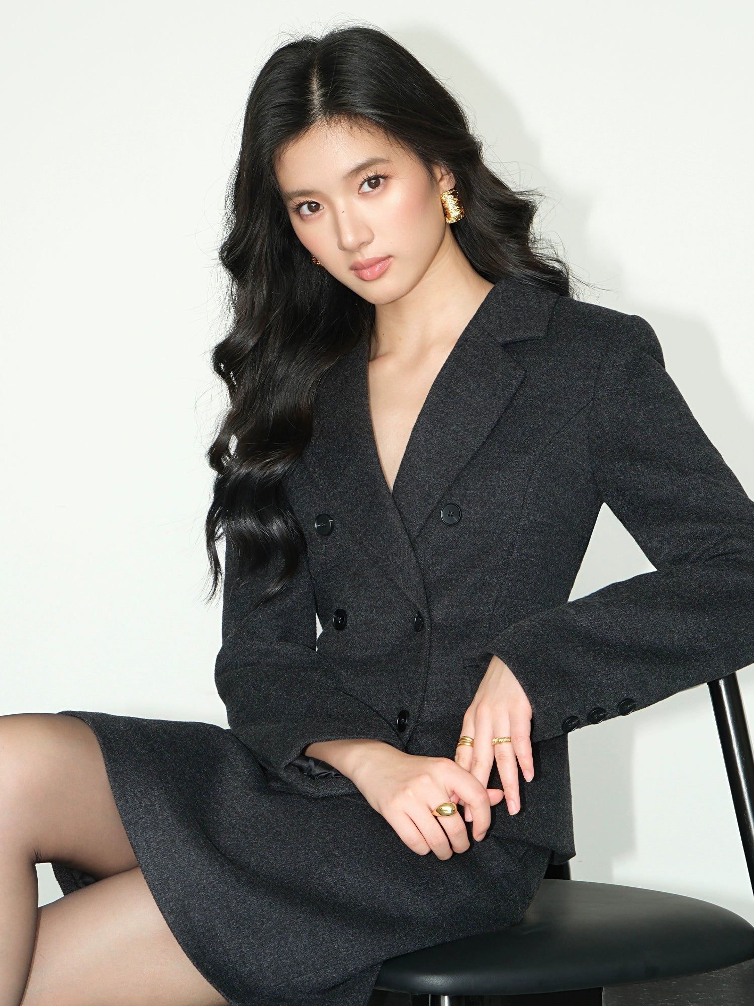 NEVA HU Waist Suit Woolen Jacket