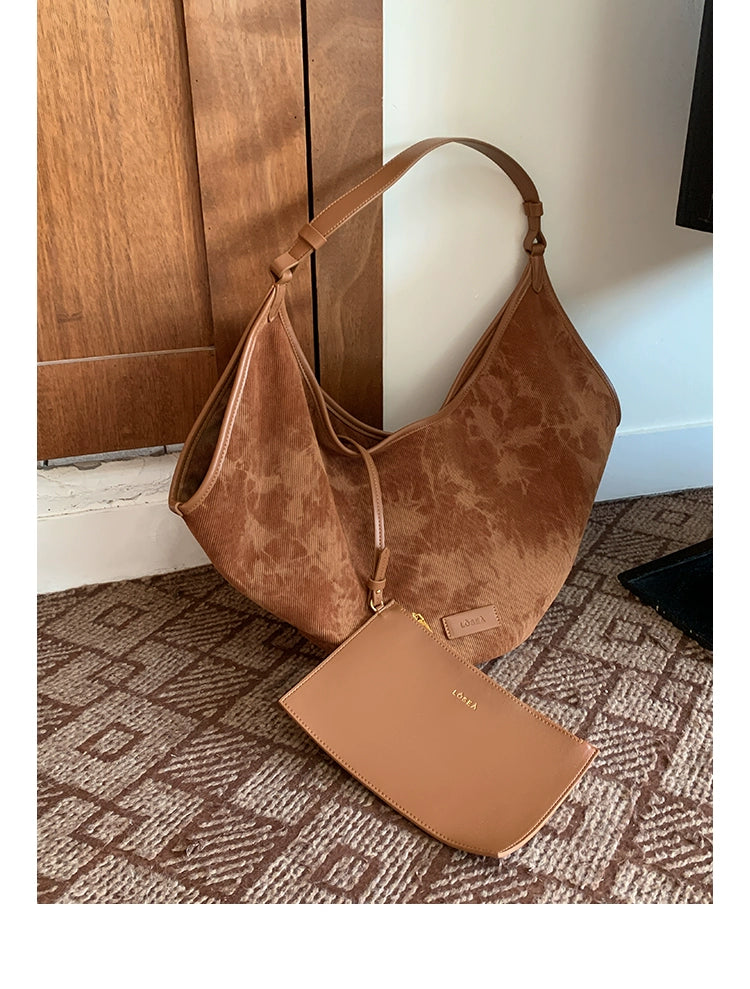 LOSEA Corduroy Large Capacity Shoulder Bag