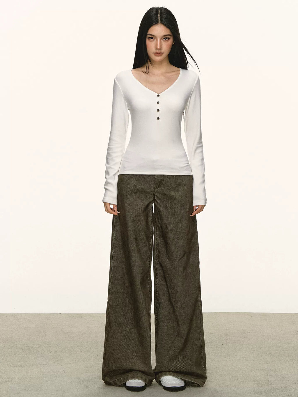 Anna Aneae Vintage Low-rise Straight Floor-mopping Trousers