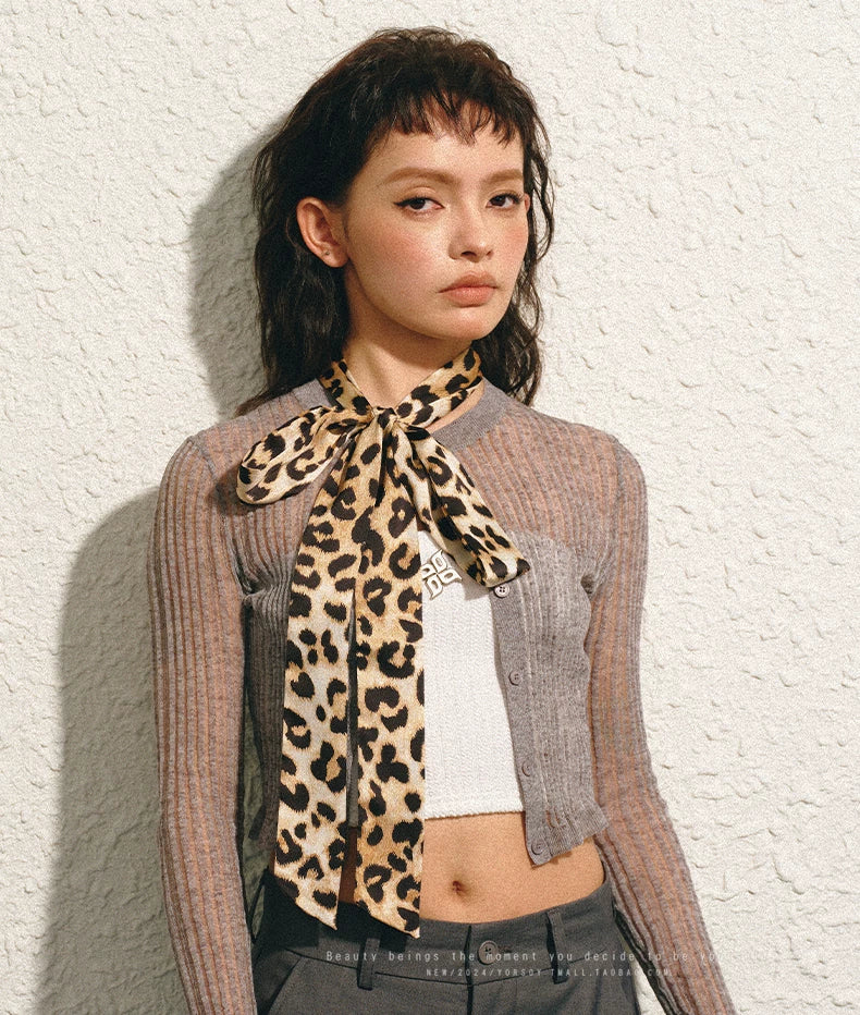YORSOY Fashionable High-end Leopard Print Silk Scarf