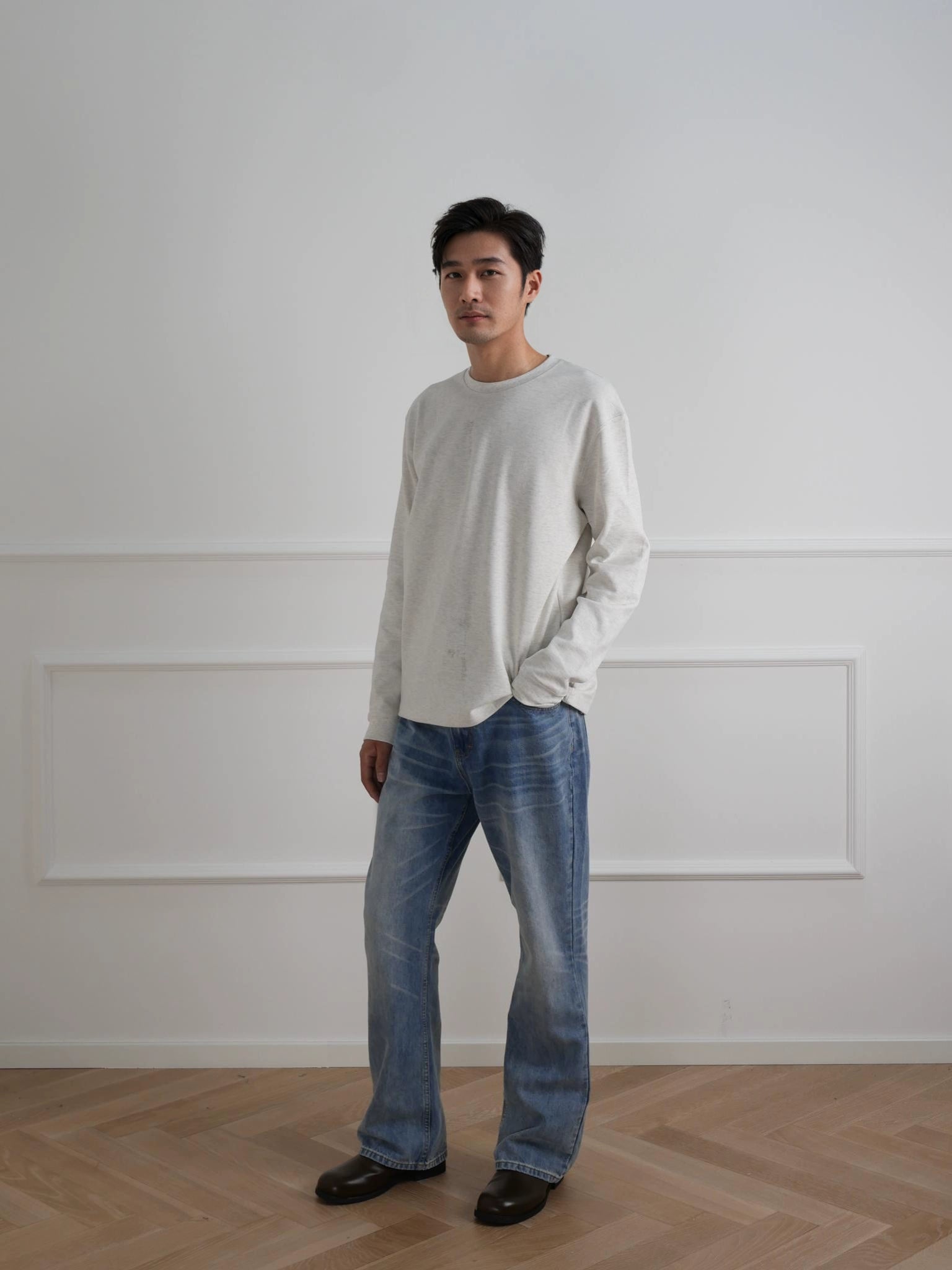 NO LOGO Warm Short Wide Bottom Long Sleeve