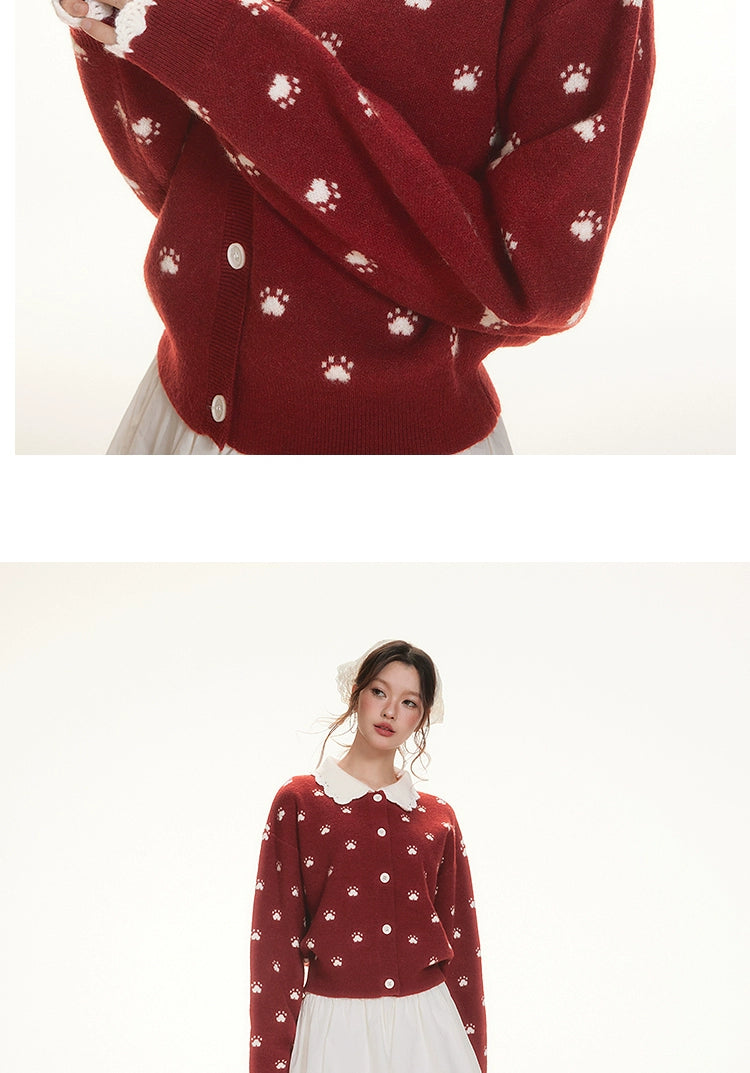 Imone Retro Claw Jacquard Loose and Thin Knitted Cardigan