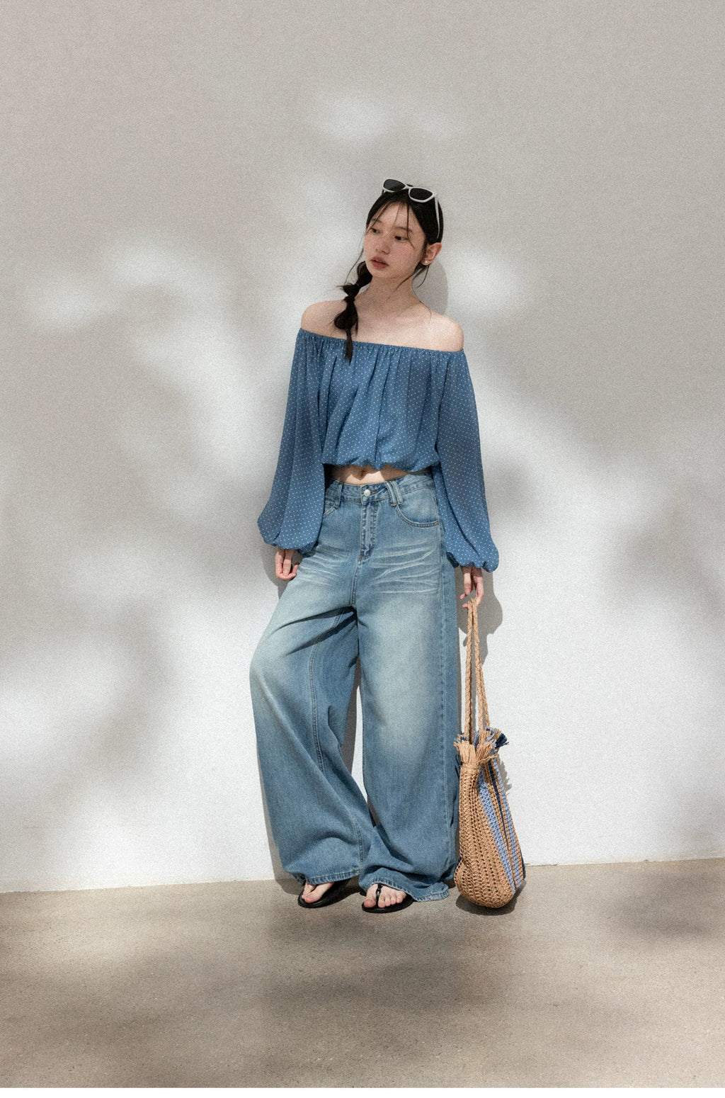 Cantonstory Vintage High Waist Wide Leg Jeans