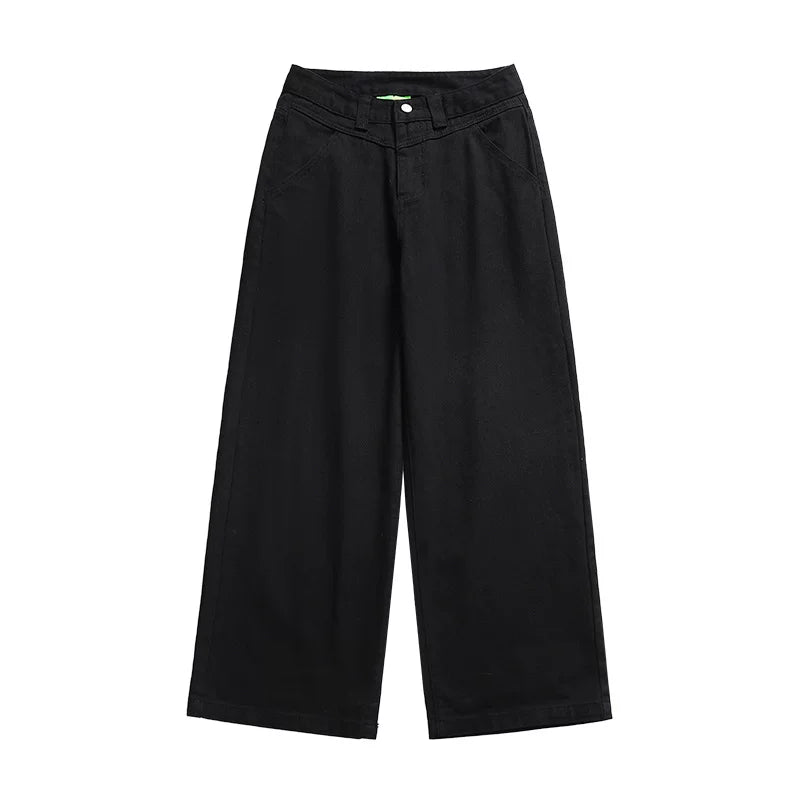 FUNKYFUN V-Seam High-Waist Straight-Leg Jeans