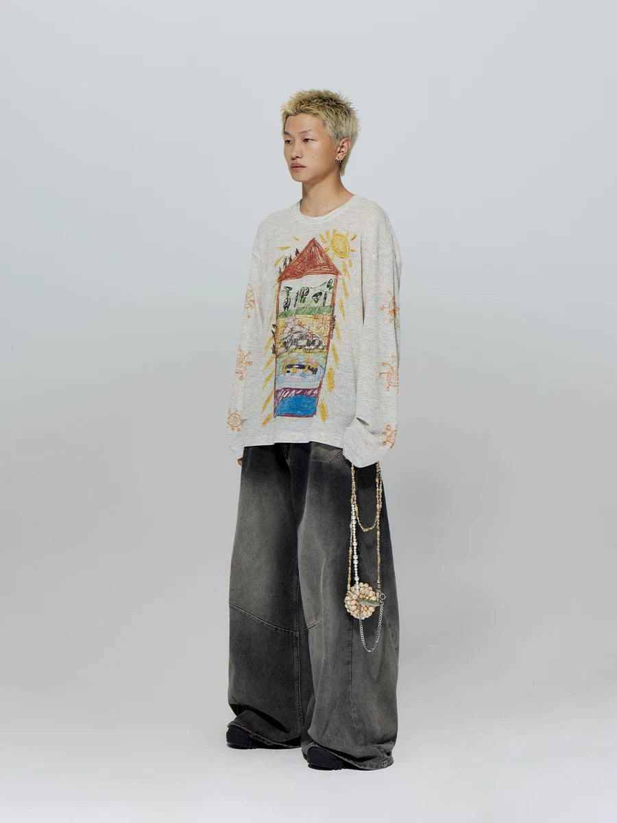 CONP Lead Graffiti Sun House Loose Long Sleeves