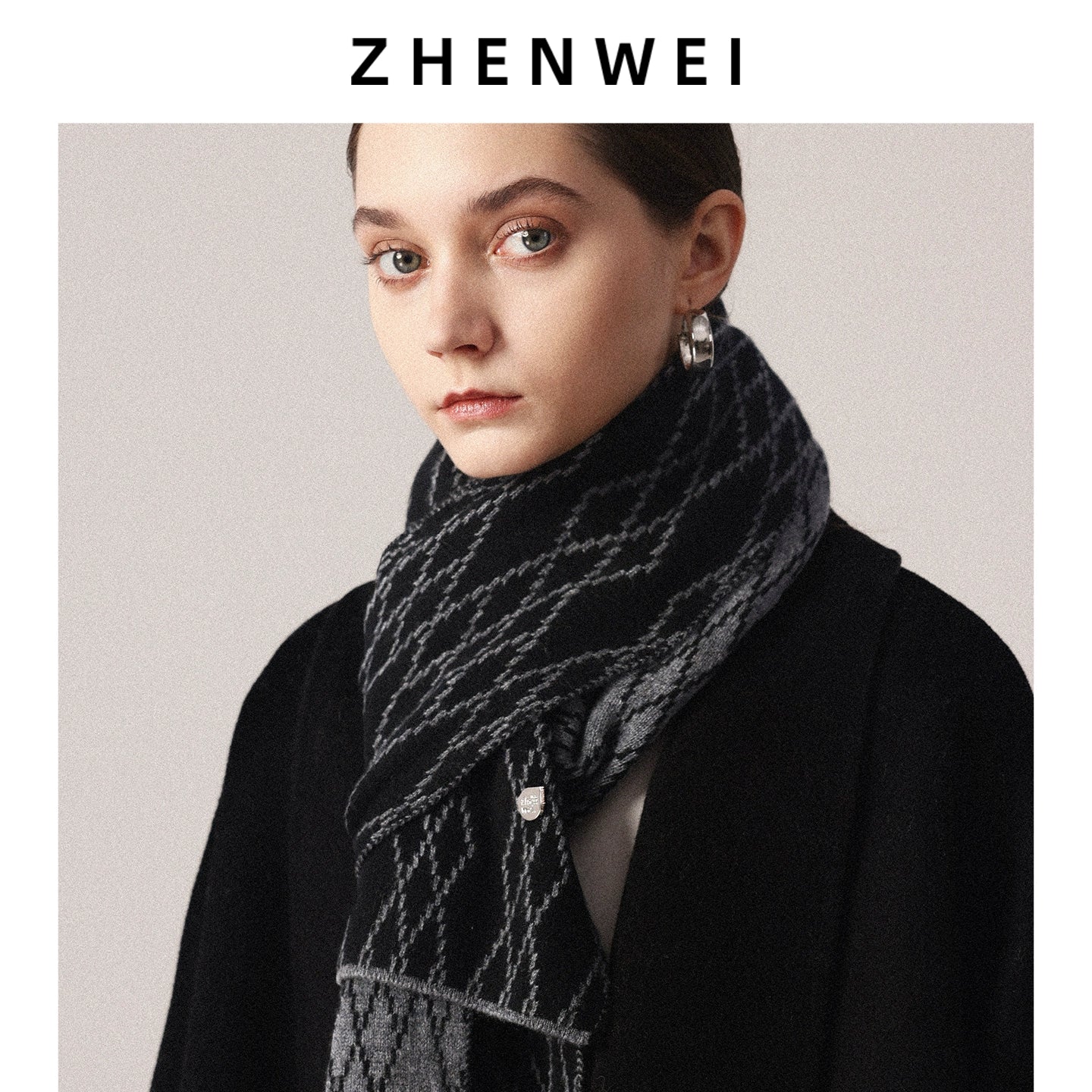 ZHENWEI Rhombus Plaid Short Knitted Scarf