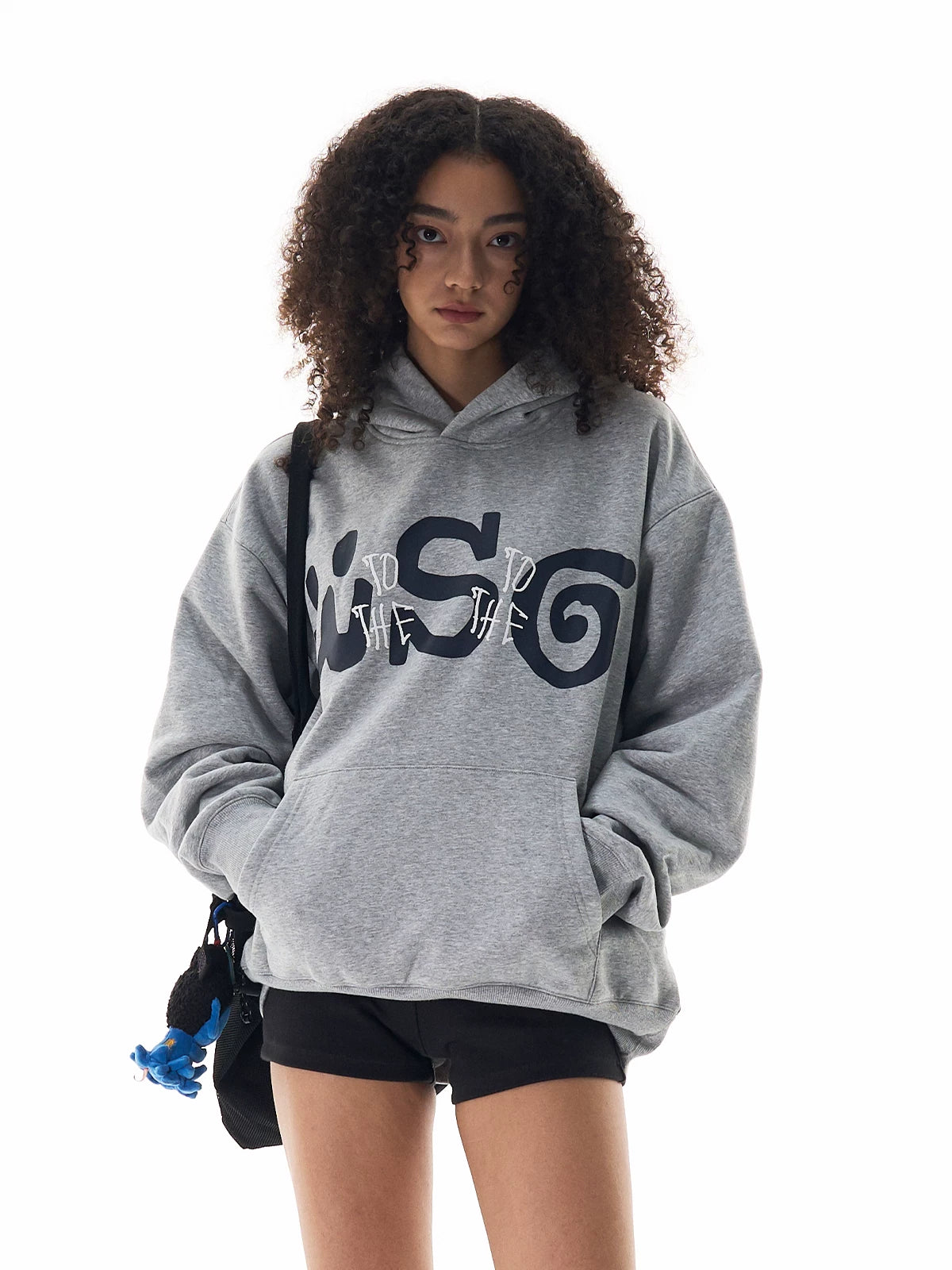 WebSurfGroupWSG Letter Foam Print Simple Fleece Hooded Sweater