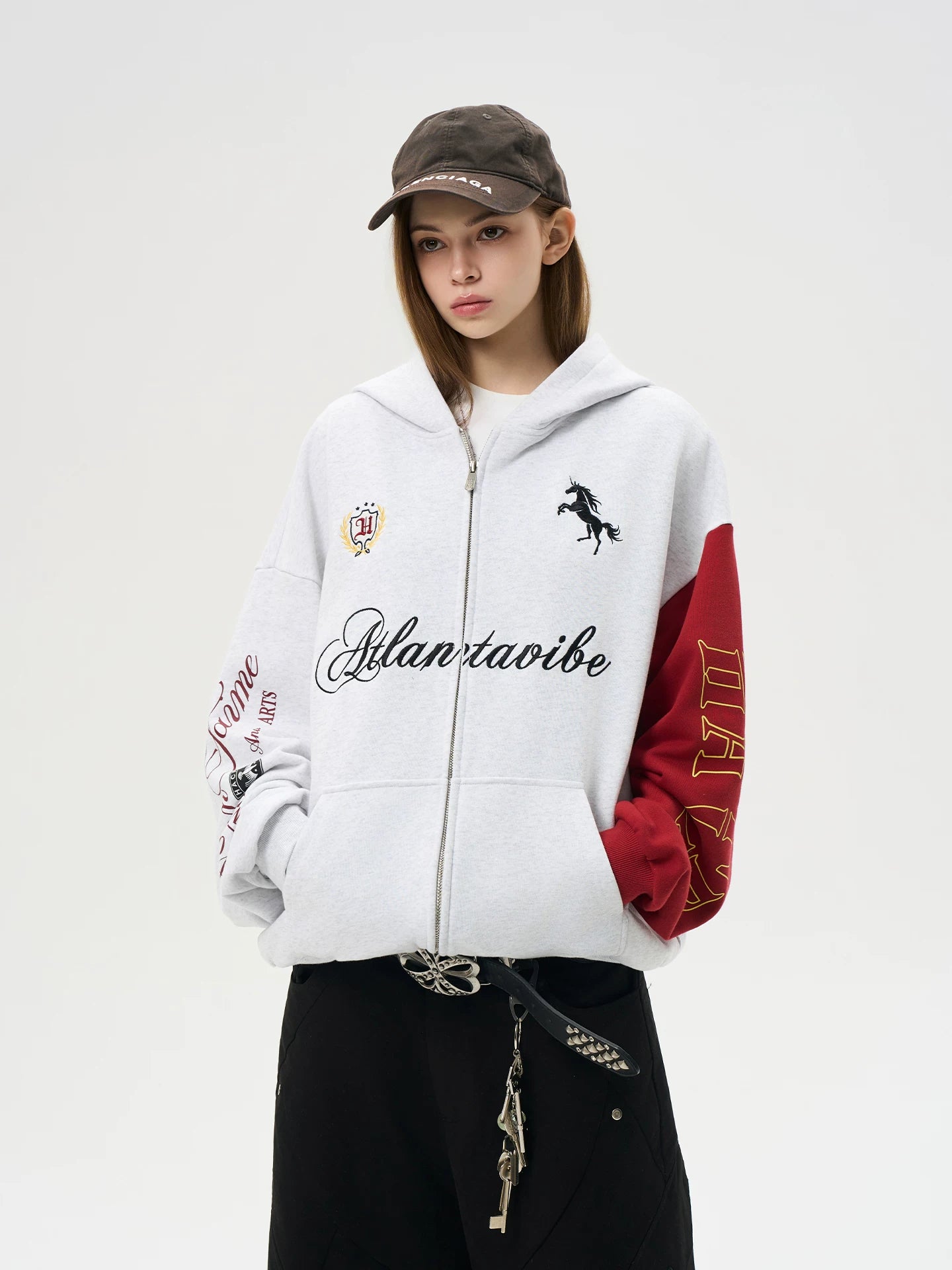 HACR Vintage Contrasting Embroidered Loose Coat