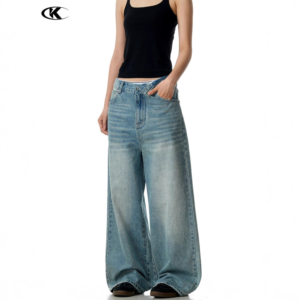 11KN Retro Loose Casual Three-dimensional Jeans