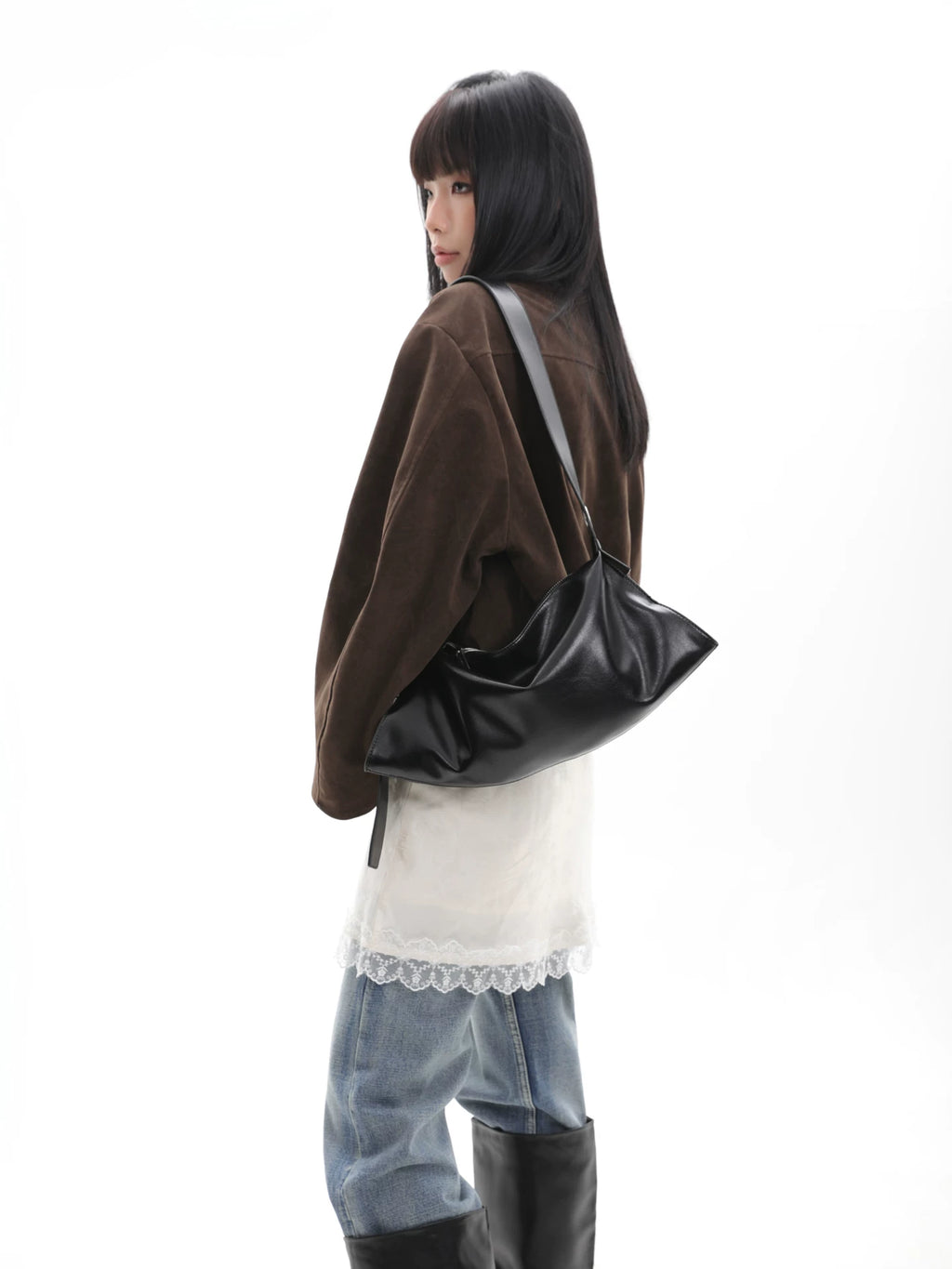 JANDRESS Soft Leather Casual Messenger Armpit Bag