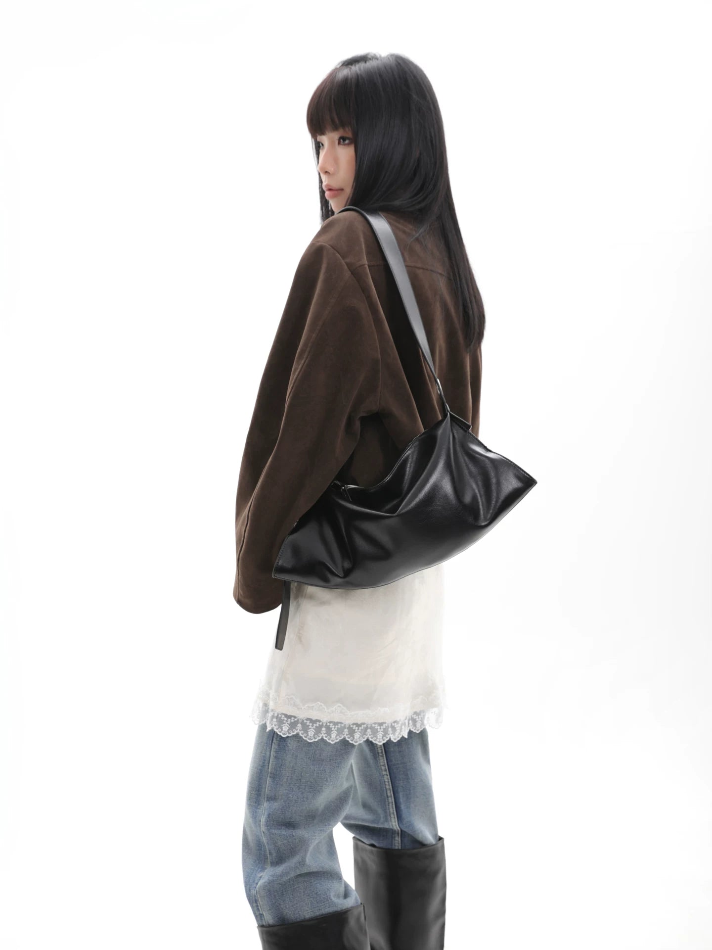JANDRESS Soft Leather Casual Messenger Armpit Bag