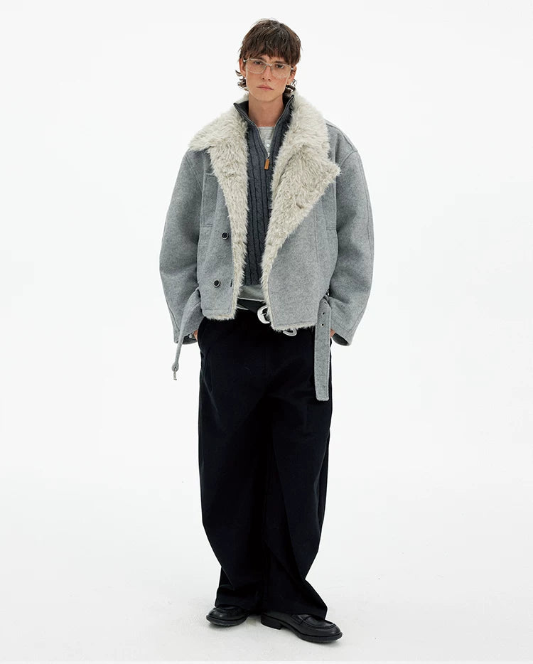 MADWITCH Vintage Premium Double-breasted Fur Collar Cotton Jacket