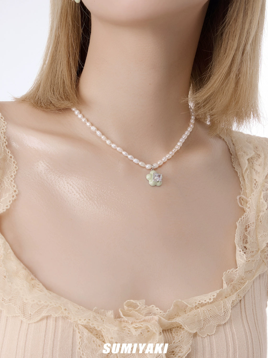 SUMIYAKI Natural Freshwater Pearl Clavicle Chain