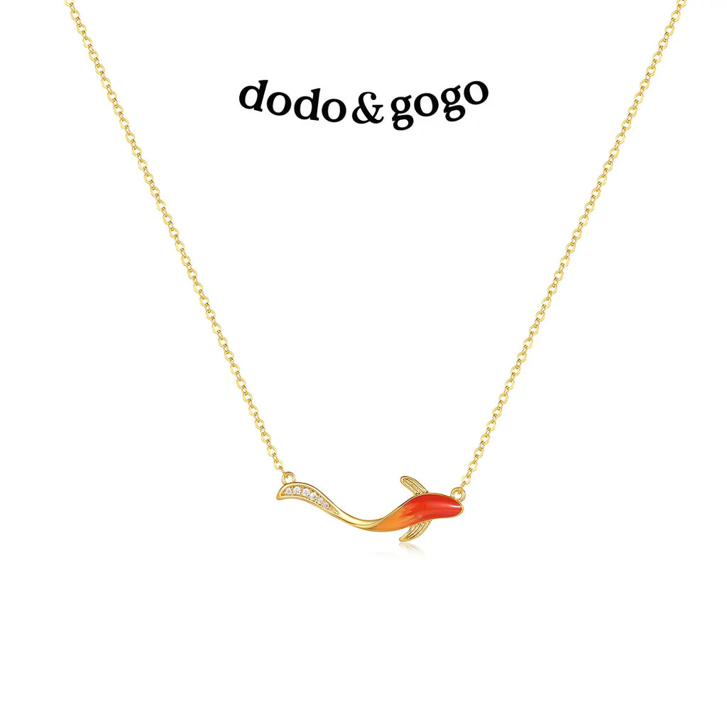 DODOGOGO Red Koi Pendant Necklace