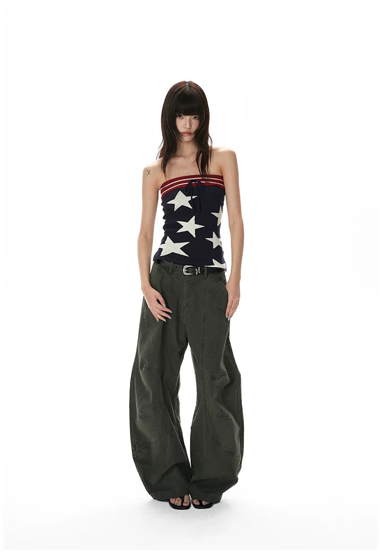 A PUEE Vintage Star Print Knitted Tube Top