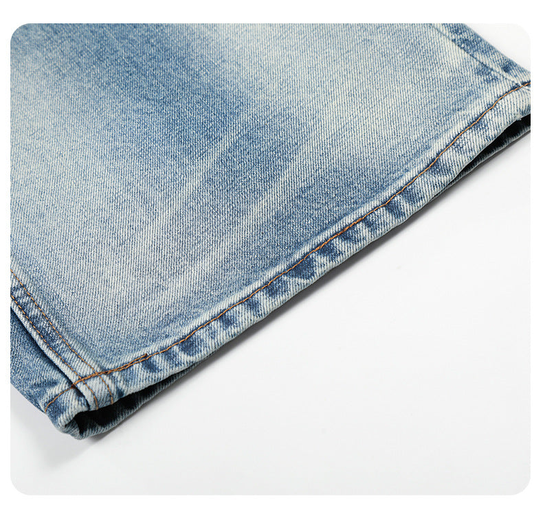 11KN Loose Cat Whisker Textured Straight Jeans