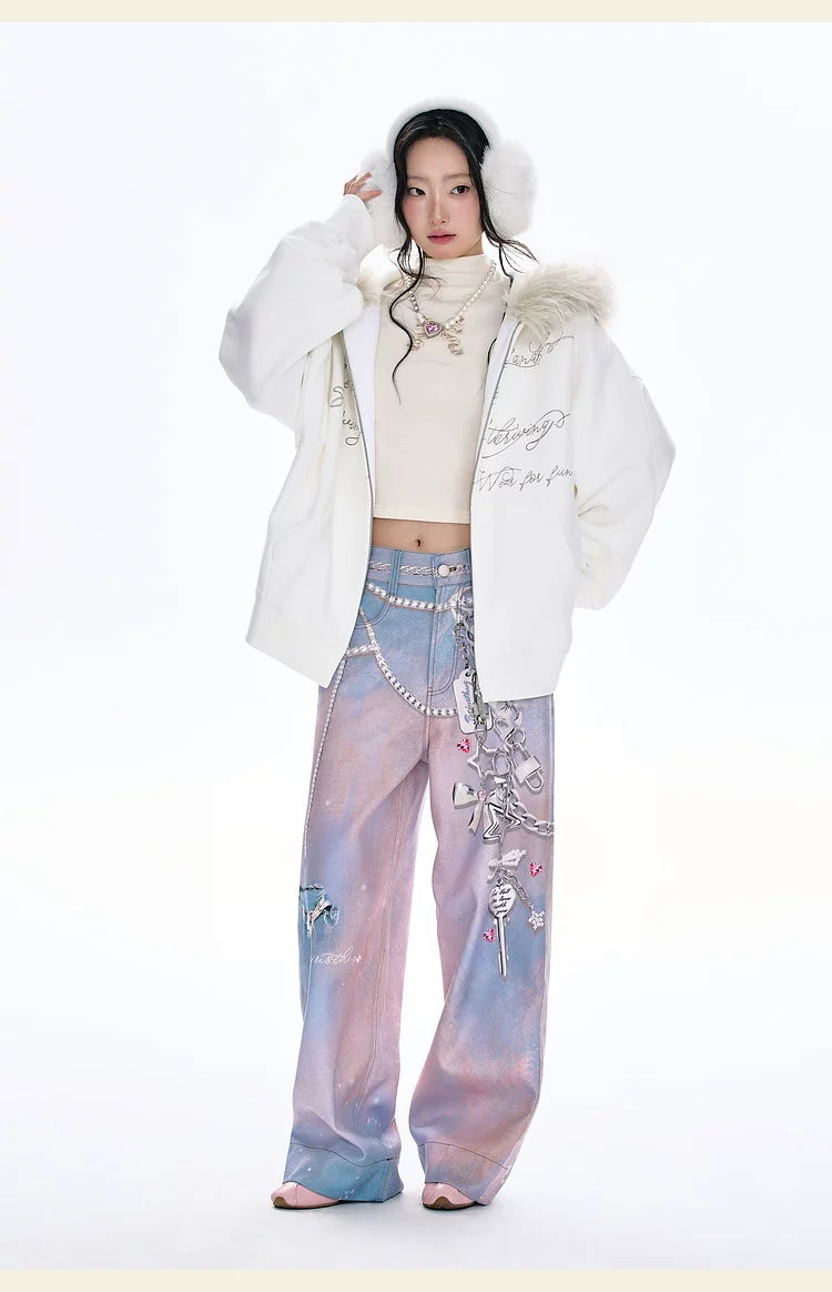 BJHG Vintage Fleece Collar Hooded Sweater Jacket