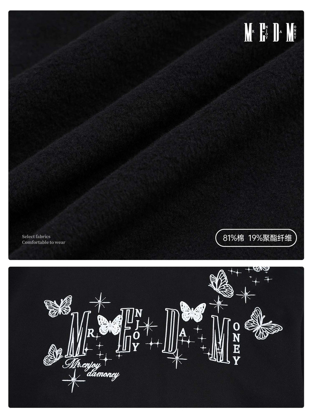 MEDM Three-dimensional Butterfly Crew Neck Sweater