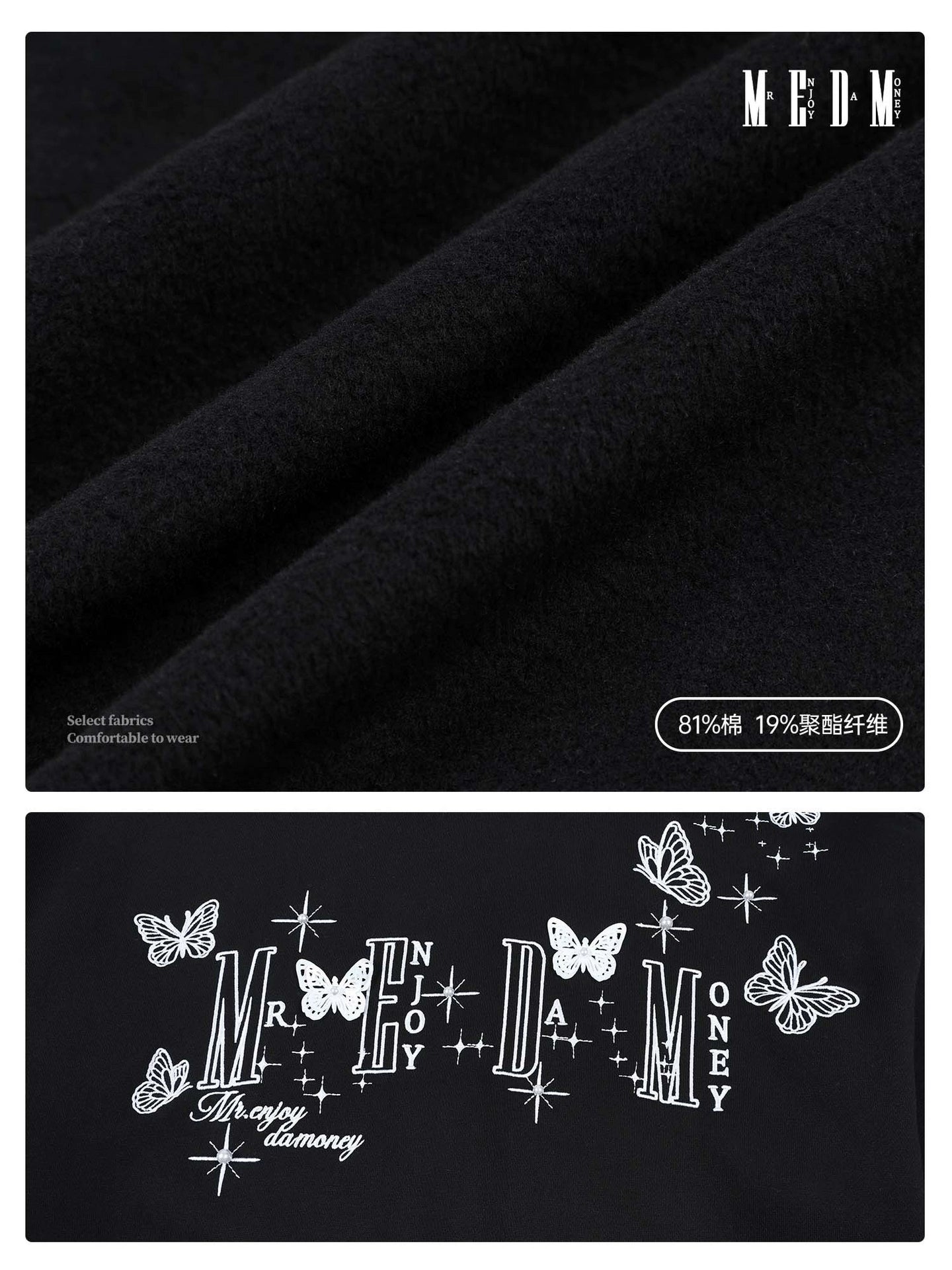 MEDM Three-dimensional Butterfly Crew Neck Sweater