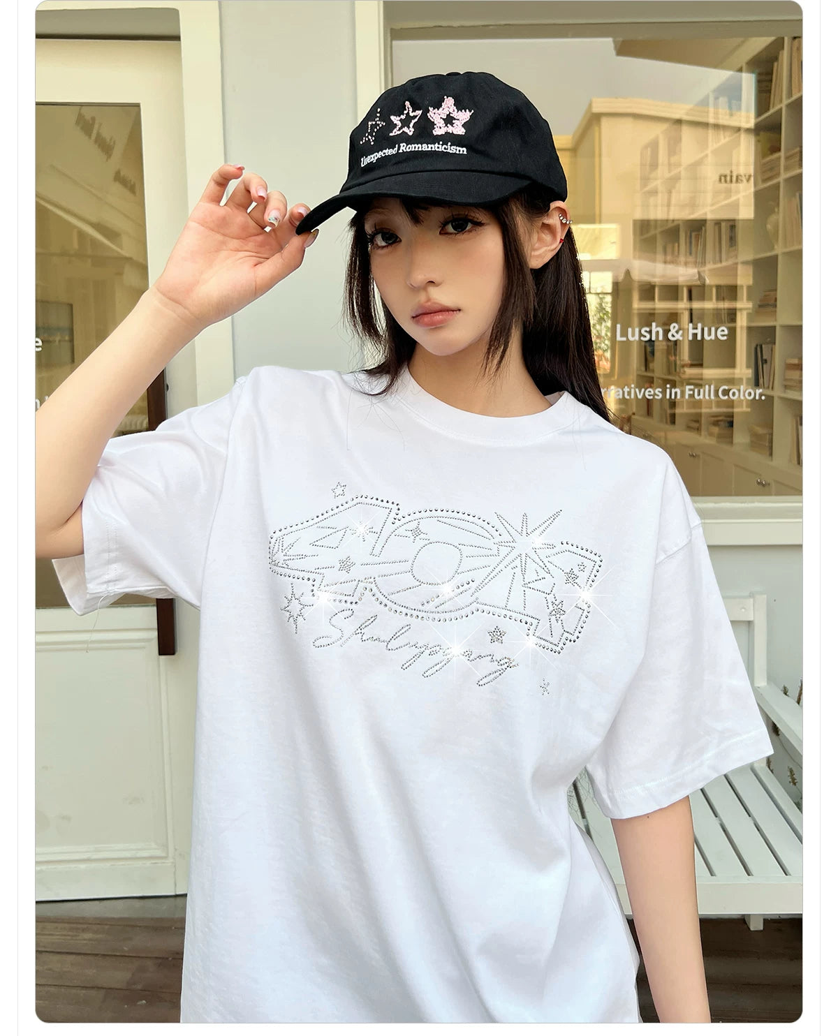 404MOB Star Hot Diamond Round Neck Tee