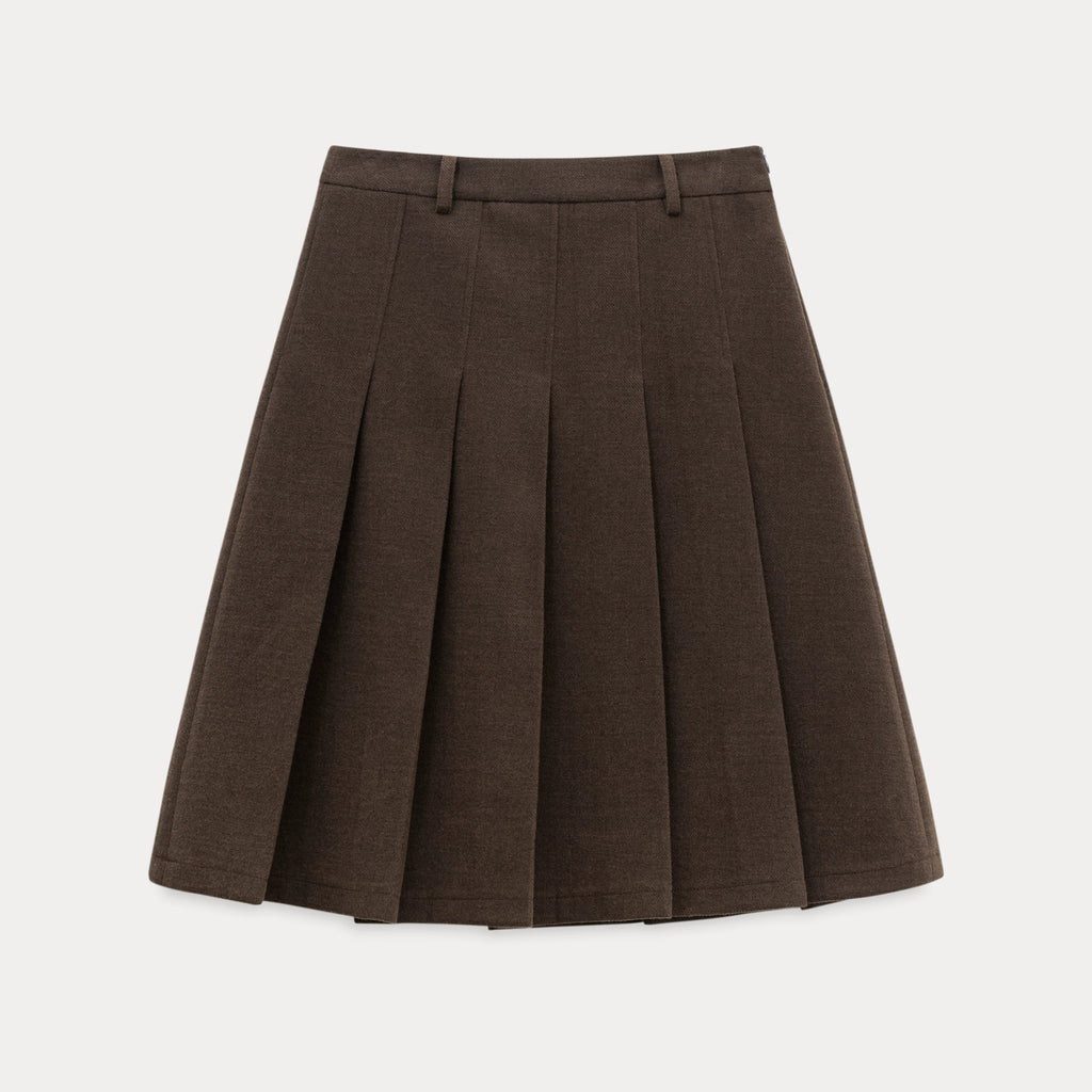 EGGKA Retro Polished High-waisted Woolen Skirt