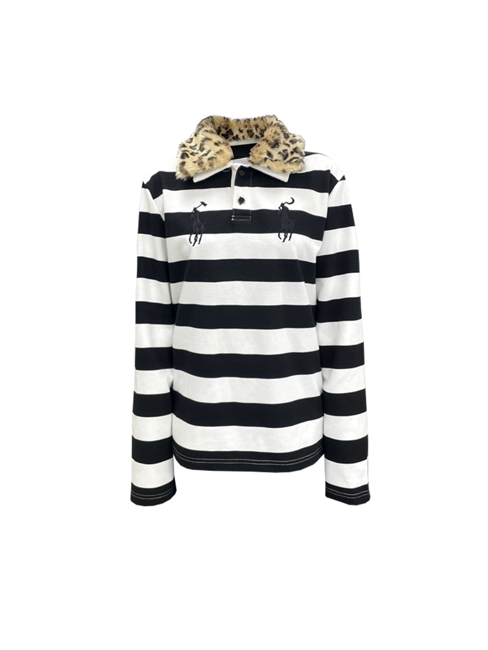 CHAI Embroidery POLO Removable Fur Collar Long Sleeve