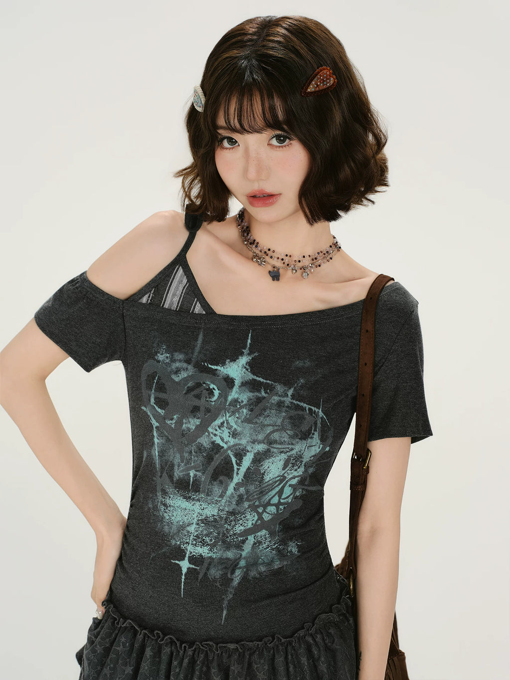 Girlyhalo Asymmetrical Fake Two Casual Tee