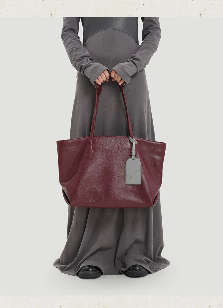 KoniKoni Leather Large Capacity Shoulder Bag