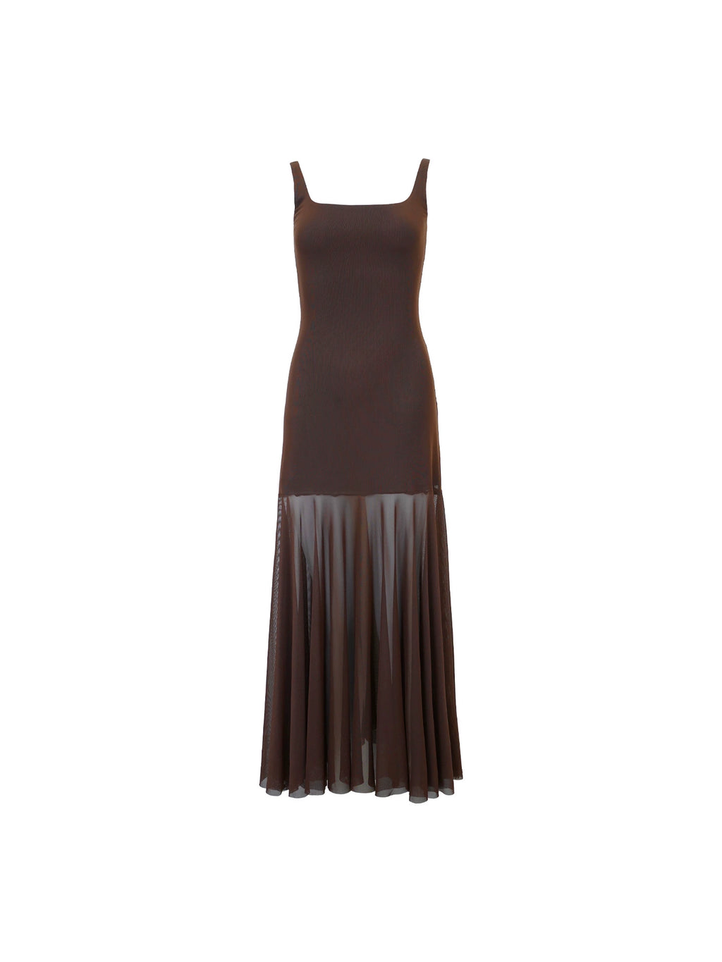 KELIFAN Slightly Sheer Pleated Vest Camisole Dress
