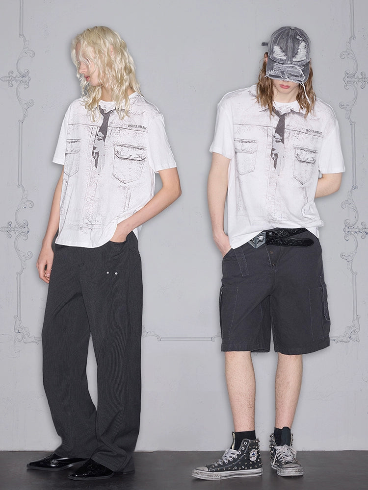 Rocawear Short and Wide Portrait Tie Printed Tee