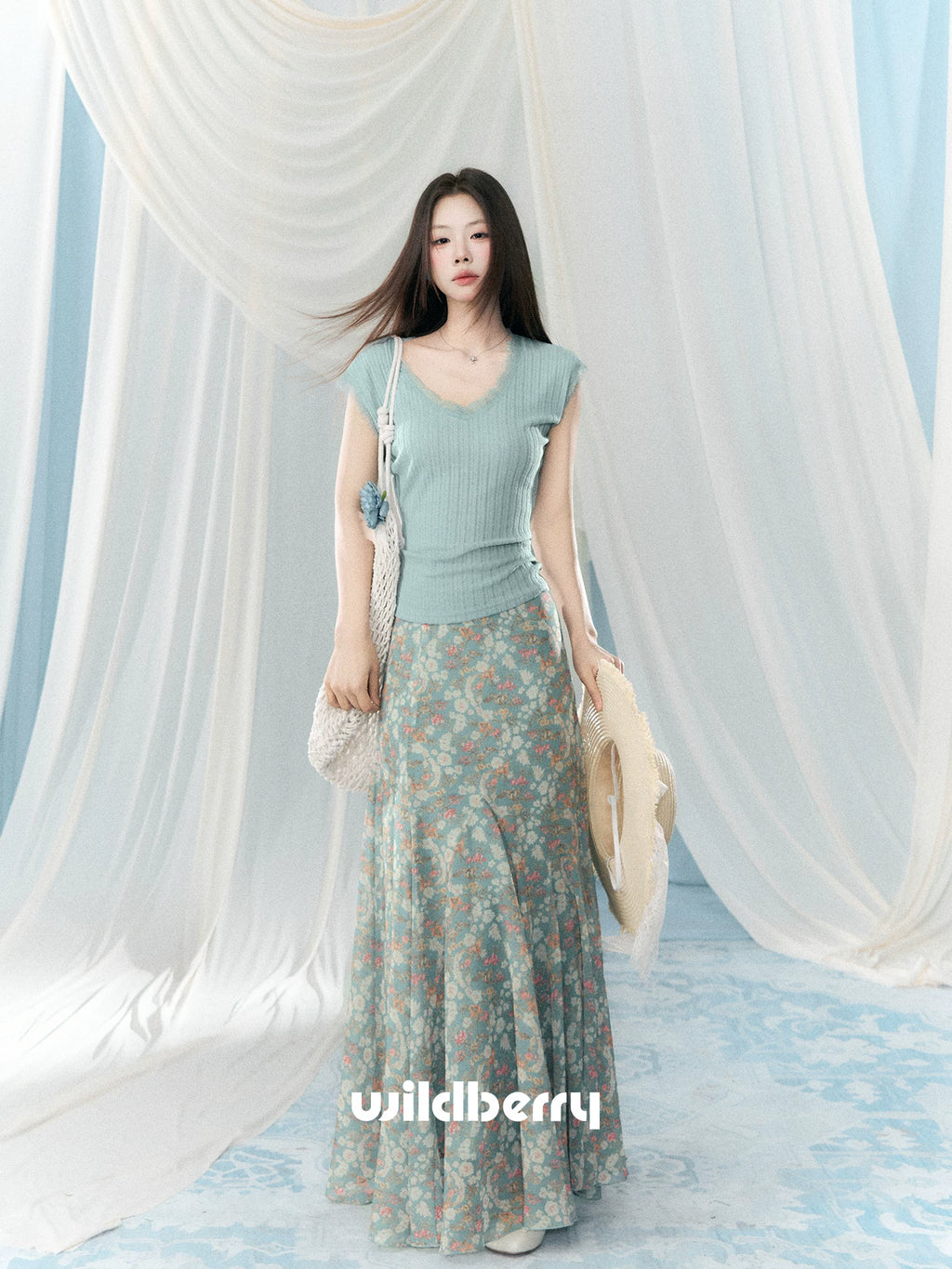 Wildberry Vintage High Waist Floral Skirt