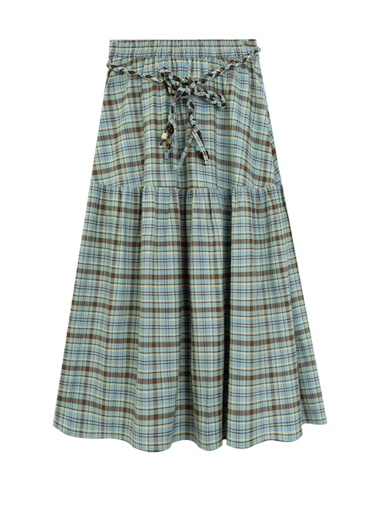 LOVEHEYNEW Vintage Contrasting Plaid Skirt