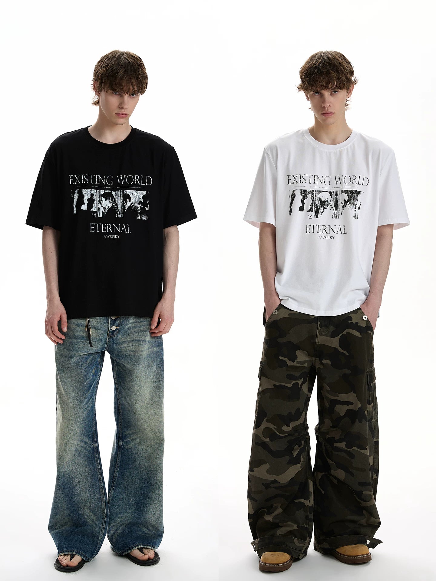 A PUEE PUEE Vintage Street Style Printed T-Shirt – Loose Fit