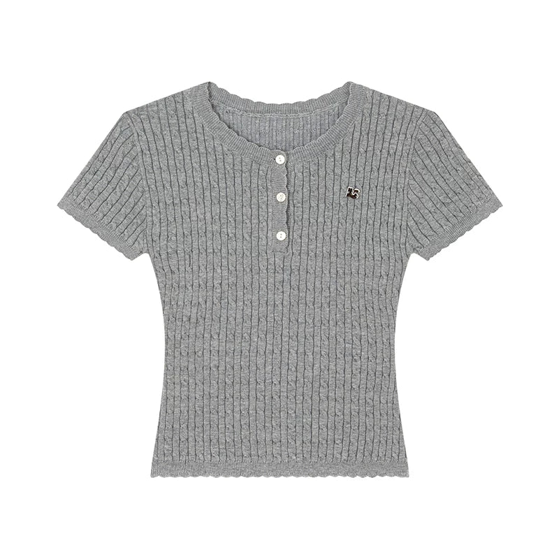 KANO Henry Collar Slim Knitting Tee